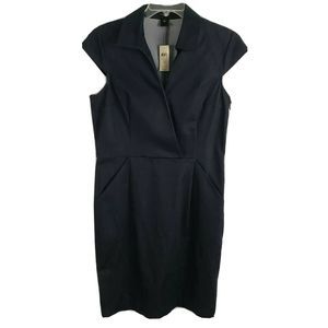 Ann Taylor Surplice Sheath Dress NEW Collar Black